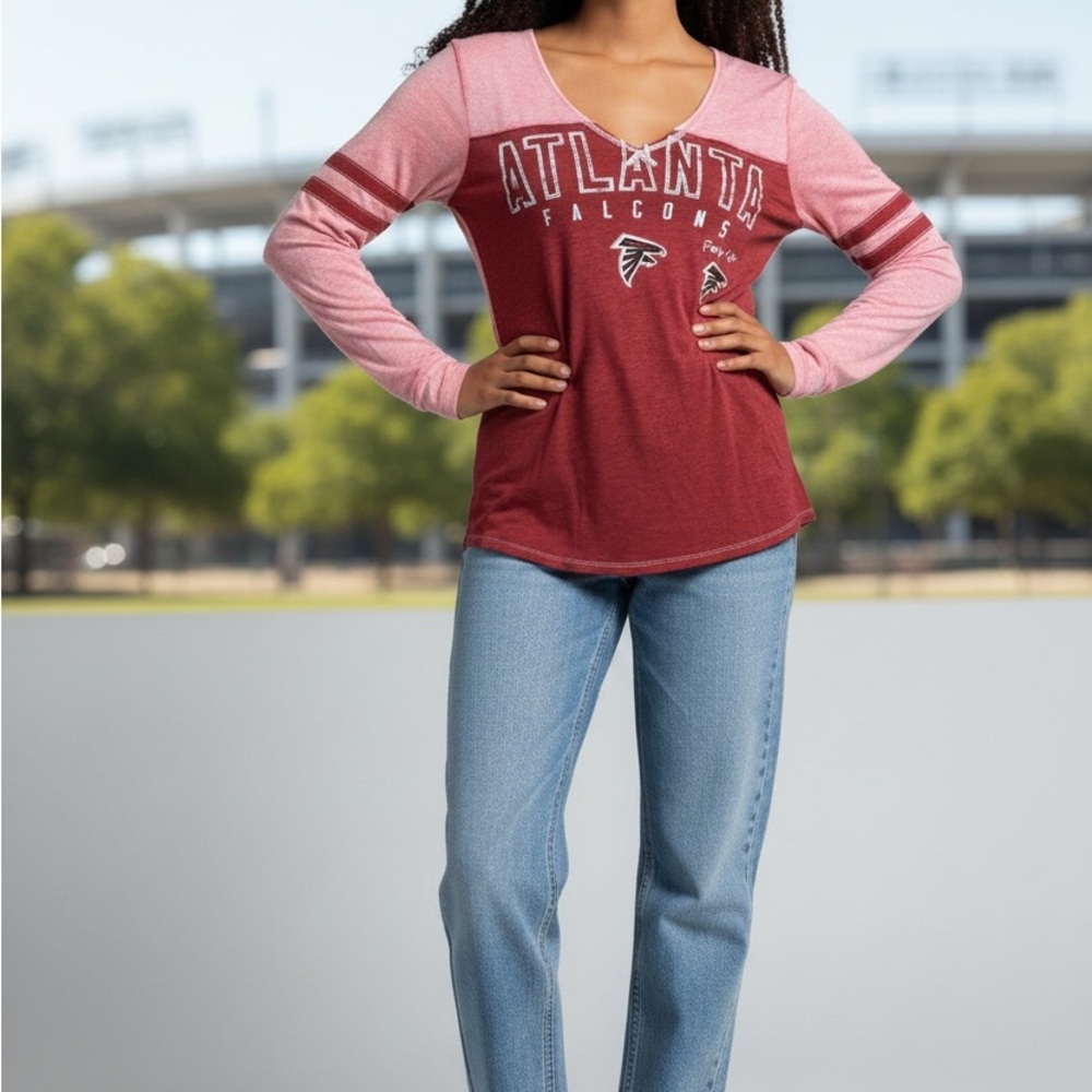 Touch by Alyssa Milano Atlanta Falcons V-Neck Top - Red and Pink